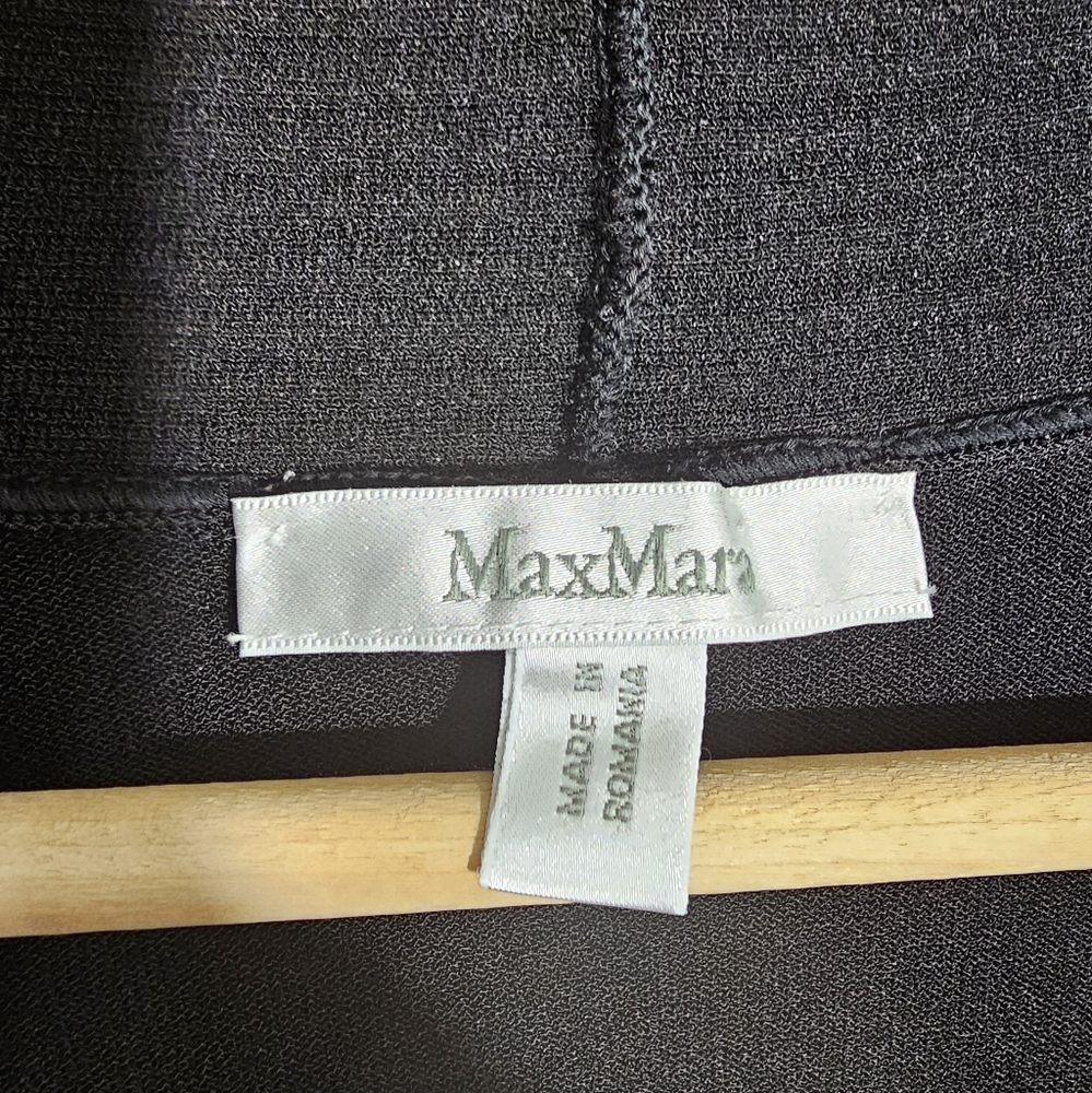 Maxmara Solid Black Crinkle Textured Cardigan - image 3